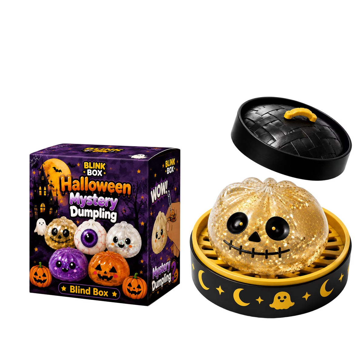 Halloween Dumpling Squeeze Squishy Toy, Cute Slow Rising Halloween Squishy Stress Relief Toy, Soft Sensory Fidget Toy for Party Favors, Trick or Treat Gifts & Collectors