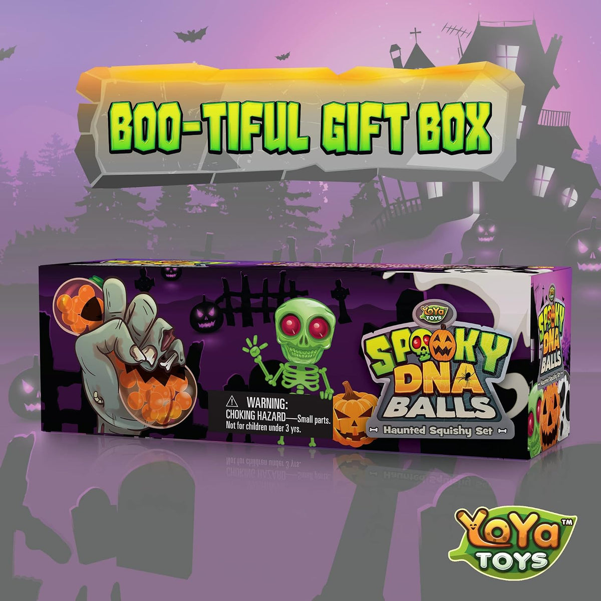 Spooky DNA Stress Balls (3 Pack) - Halloween Squishy Gift - Pumpkin, Ghost, Skull Squeeze Balls for Kids and Adults - Sensory Fidget Toy - Promote Anxiety, Stress Relief, Calm Focus and Play